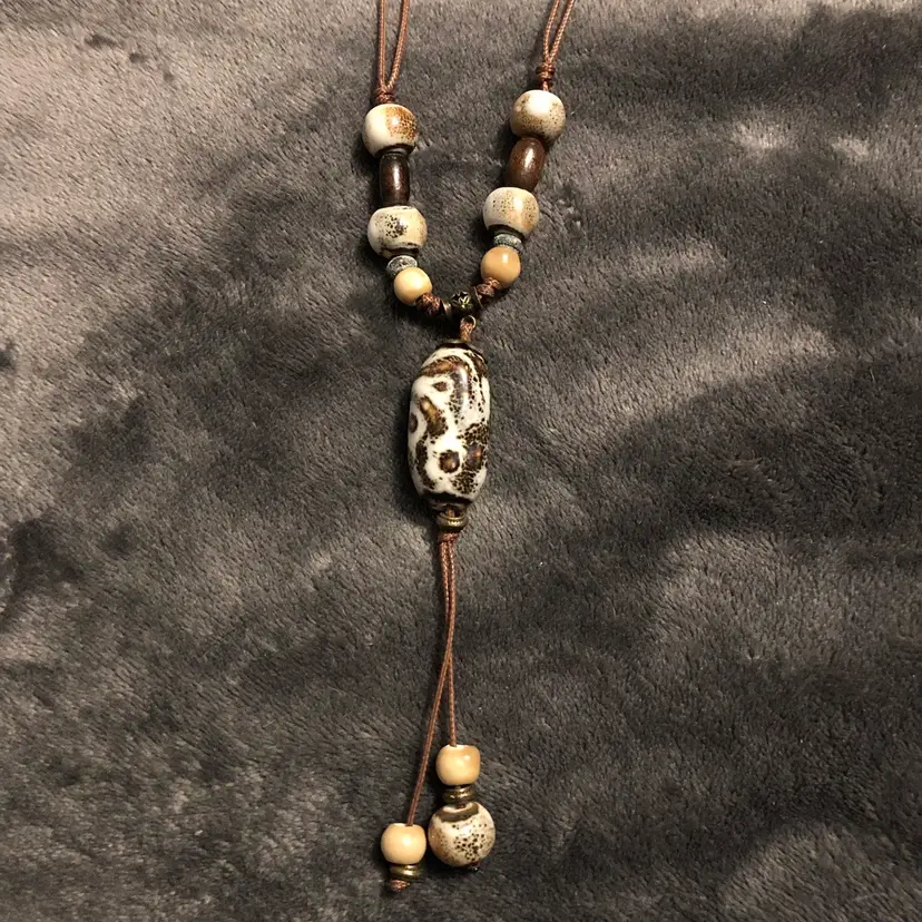 Vintage Unique Hand-Beaded Dangle Necklace