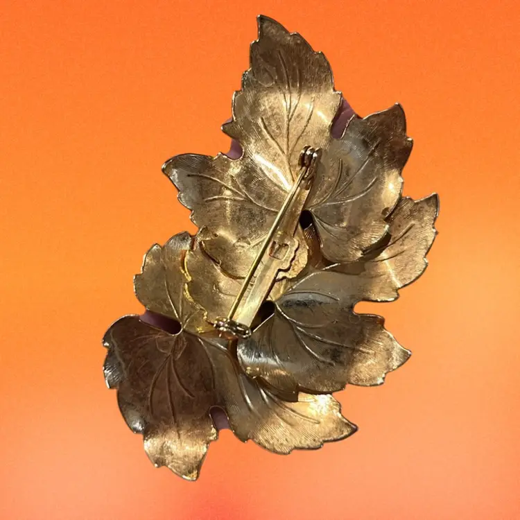 Enamel Autumn Maple Leaves Brooch