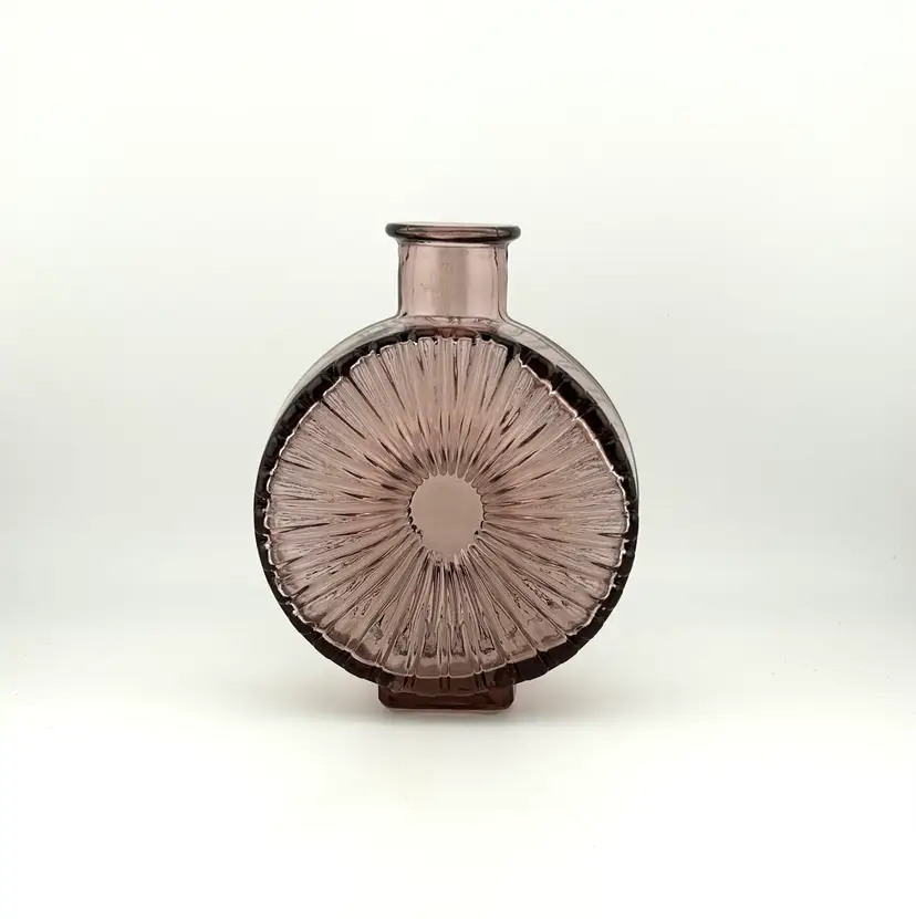 Finnish Helena Tynell Amethyst Glass Sun Bottle 4”x 2”x 5.25”