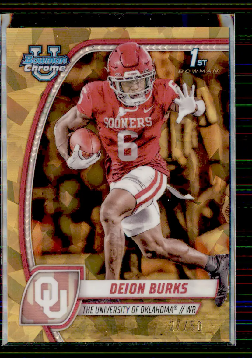 Deion Burks #/50 2024 Bowman Chrome University Gold Refractor #56 - Oklahoma Sooners - (153-269)