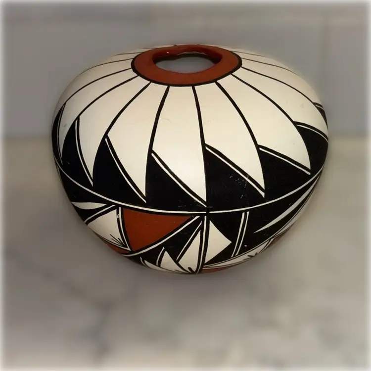 Small Native American Seed Pot Hand Painted Signed