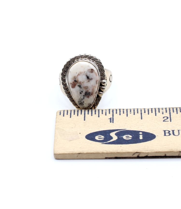 Tony Garcia sterling silver white buffalo size 12 ring 17.40g