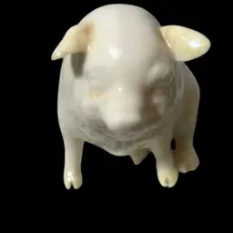 Vtg BELLEEK Porcelain Pig Figurine Made in Ireland Green Mark