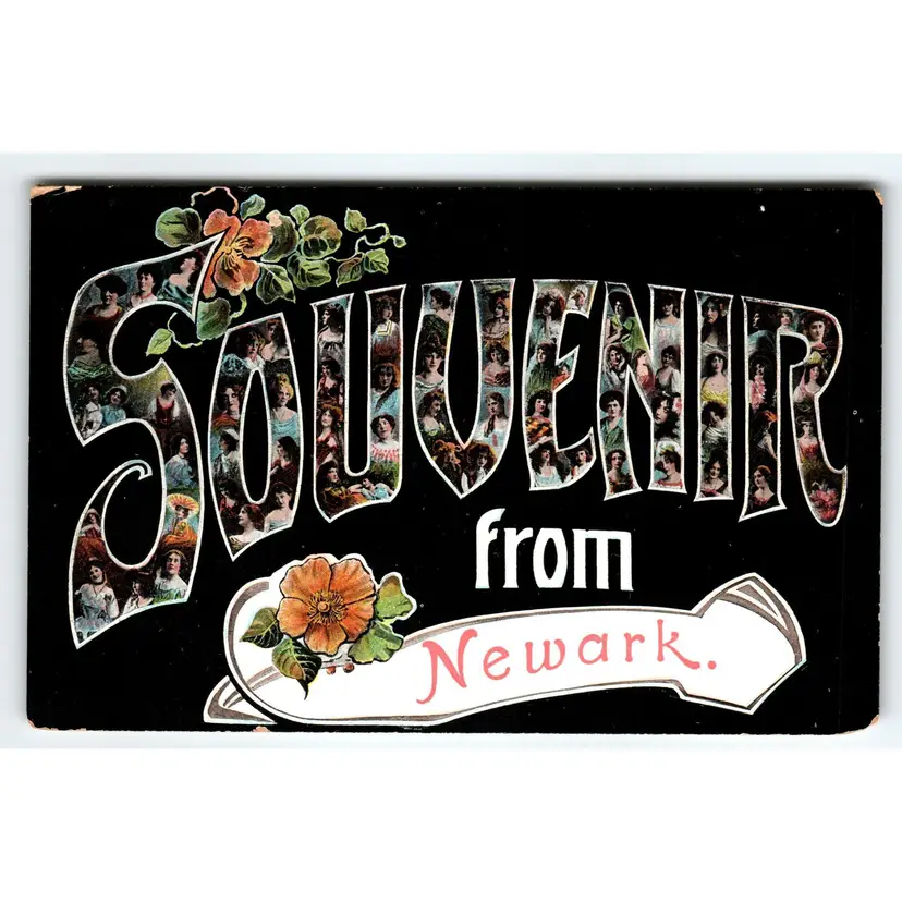 Greeting Souvenir From Newark New Jersey Delaware 1900's Large Letter Postcard