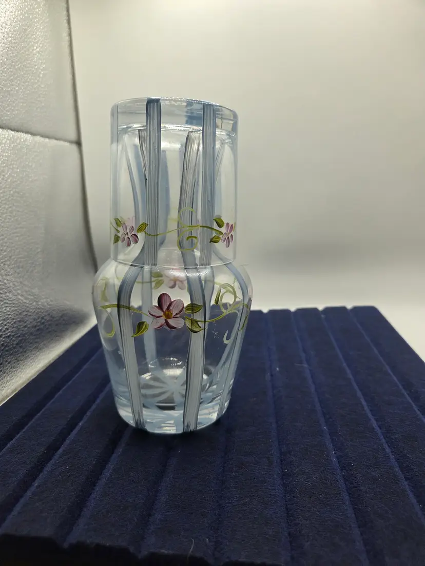 Handpainted Glass Tumbleup/Bedside Carafe
