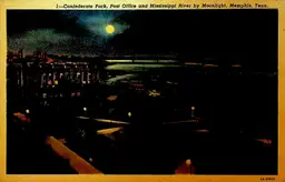 Confederate Park Post Office & Mississippi River Postcard Memphis Tn