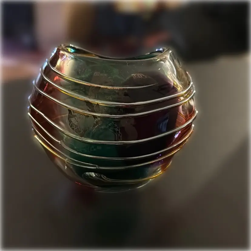 Hand-Signed Scott and Lauren Curry Art Glass Vase - Dated 1992 - 3.5” tall and 2.5” in diameter