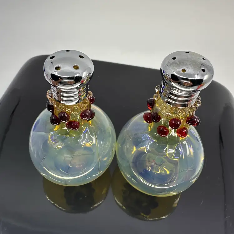 Glass Act Junior Lace Red Salt and Pepper Shaker Set