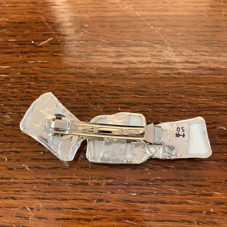 Broken Plate Artisan Made Floral Barrette Handcrafted Hair Clip 1 in x 3.25 in