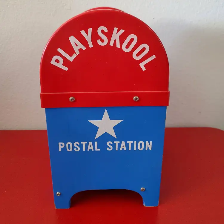 Vintage 60’s Playskool Postal Station Only Wood & Plastic No Blocks Pretend Play