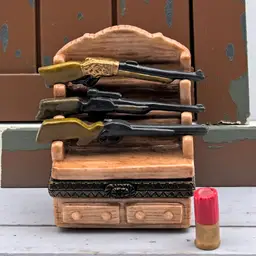 PHB Porcelain Trinket Box Gun Rack w/ Shotgun Shell by Midwest of Cannon Falls