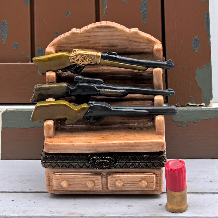 PHB Porcelain Trinket Box Gun Rack w/ Shotgun Shell by Midwest of Cannon Falls