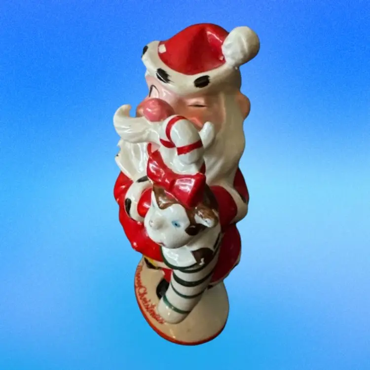 VTG KREISS Kitschy Winking Santa Claus Figurine Monkey Stocking, Japan