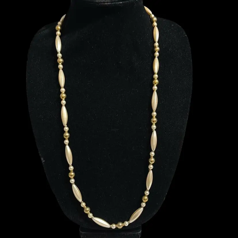 Vintage Napier Gold Tone Faux Pearl Necklace