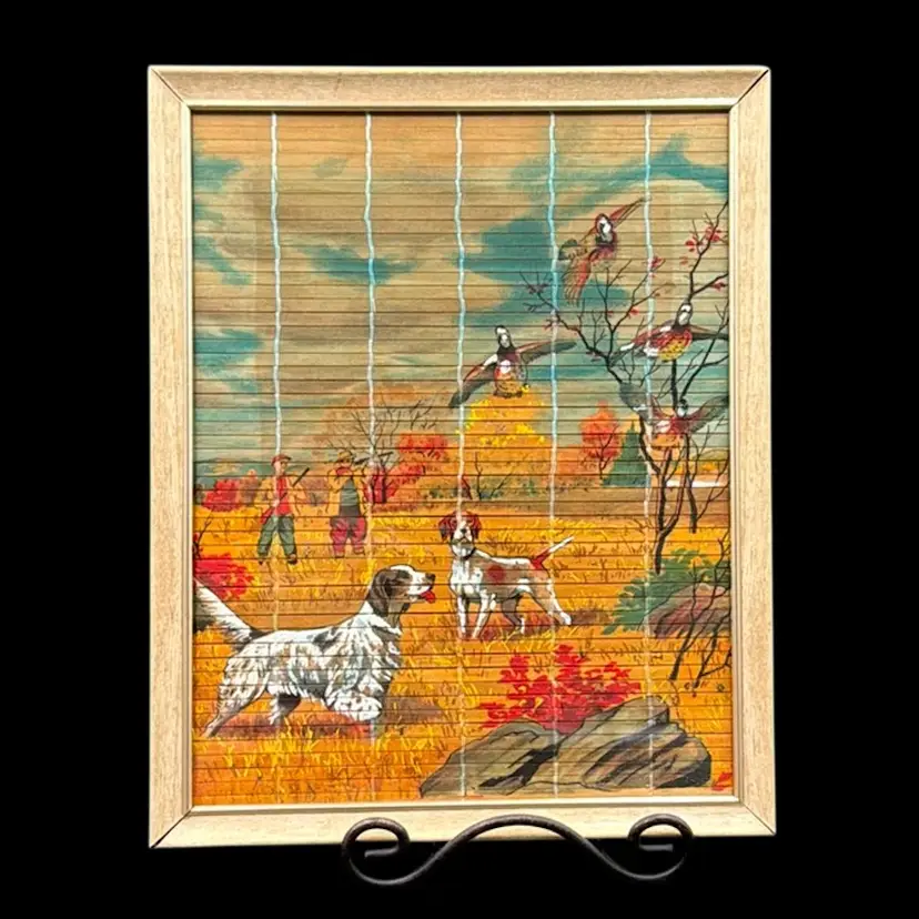 Original Frame Vintage Hand Painted Bamboo Advertisement