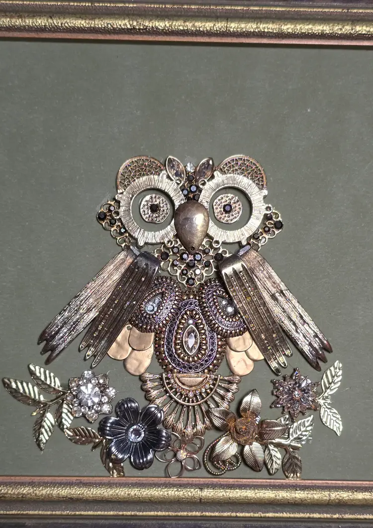 Handmade Vintage Jewelry Owl Art – One of a Kind