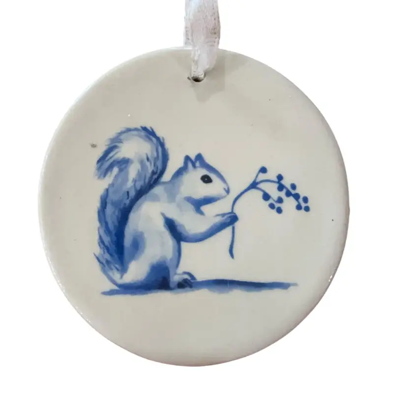 Delft Blue Squirrel Ornament