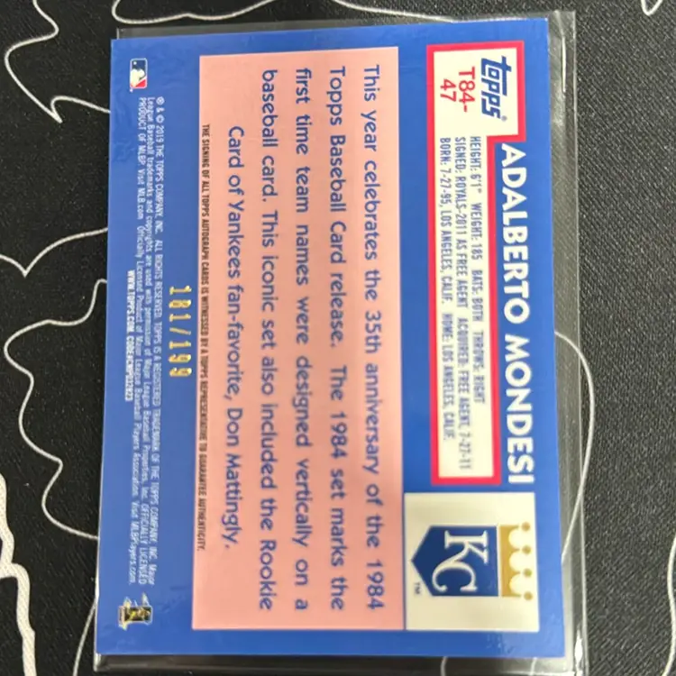 2019 Topps Silver Pack Auto Adalberto Mondesi 35th Anniversary 1984 Auto /199