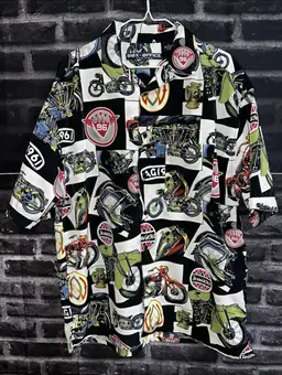 Motorcycle Hawaiian ShirtHeaven or Hell Men's Large