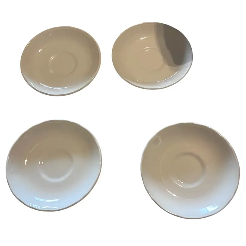 10 Vintage White Ironstone Saucers