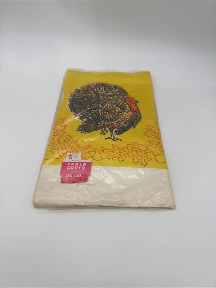 Vintage Thanksgiving Turkey Paper Table Cover Tuttle Press 63.75” X 88” USA