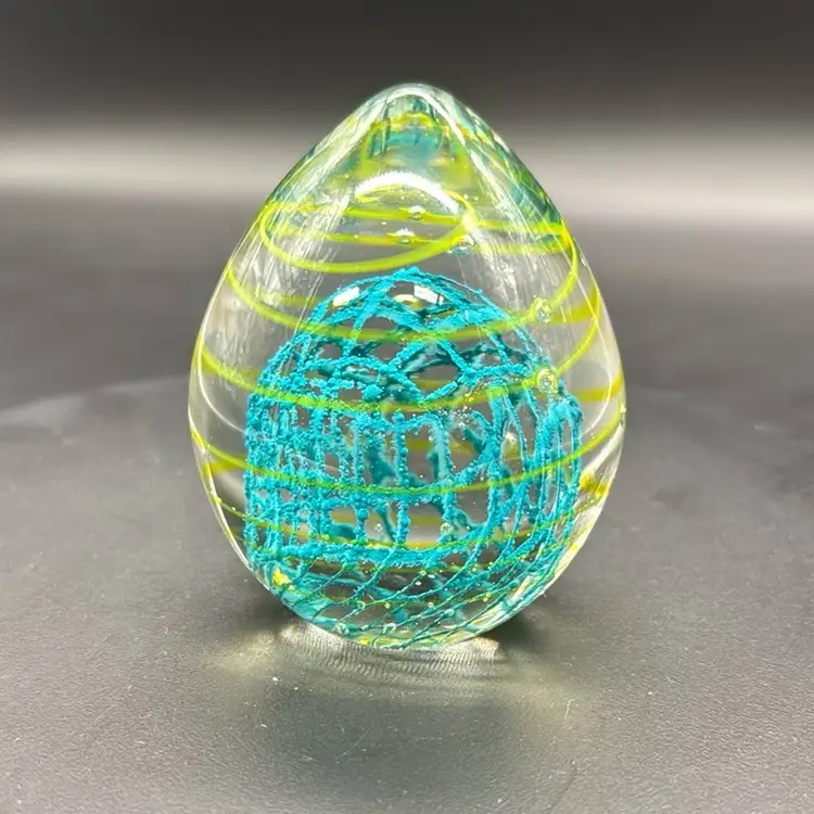 Vintage Yellow Swirl Paper Weight