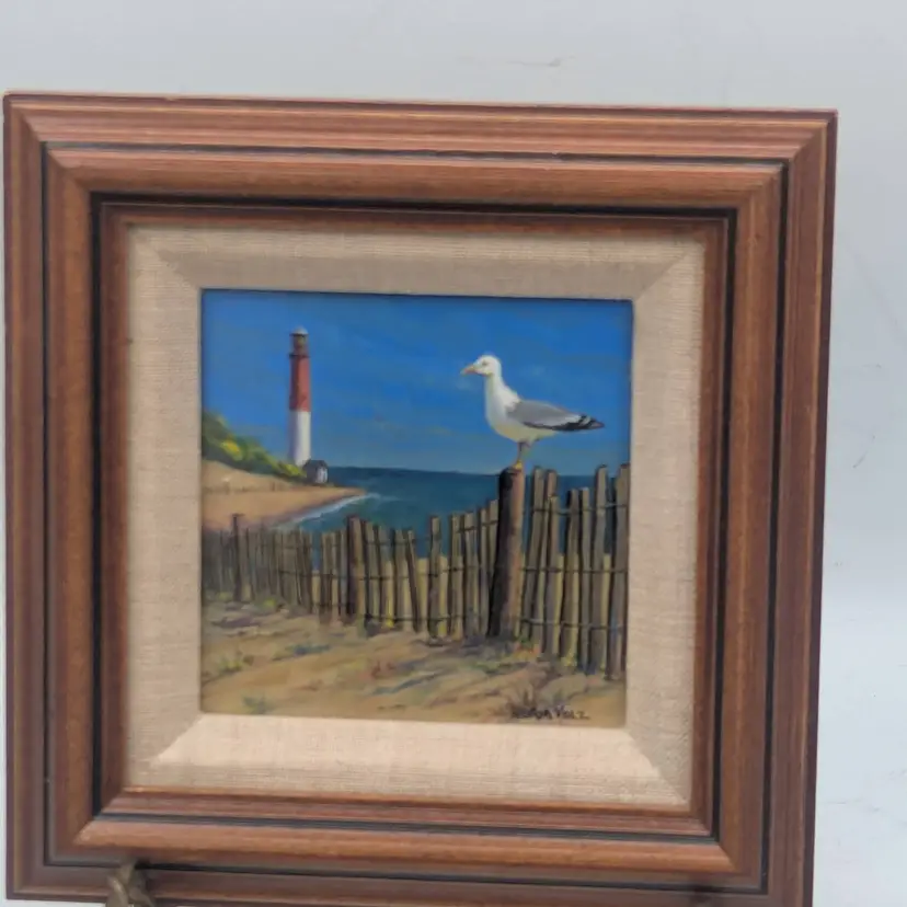 Original Norm Volz Acrylic Painting "Long Beach Island" Barnegat Lighthouse LBI NJ