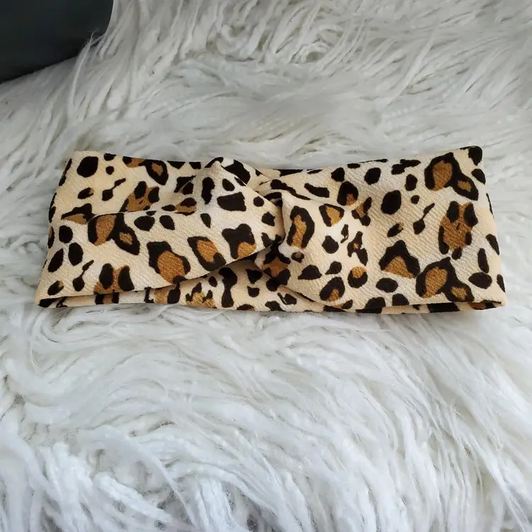 Handcrafted Adult Black & Brown Cheetah Print Knotted Front Headband
