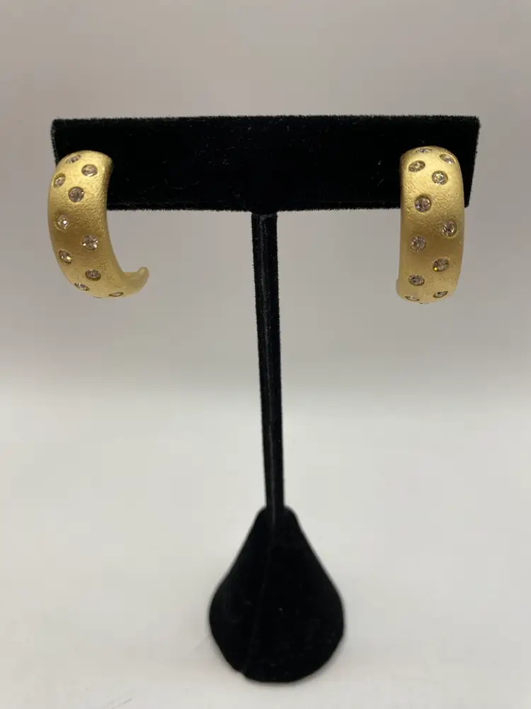 Swarovski Metallic Gold With Crystals Half Hoop Pierced Earrings