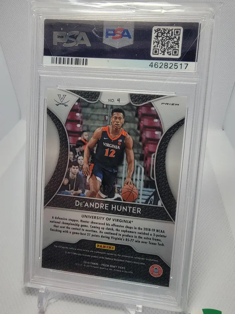 2019 Panini Prizm Draft Picks Red White Blue Prizm /99 De'Andre Hunter PSA 9 MINT Rookie RC