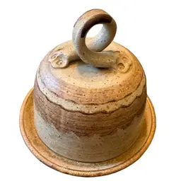 Martha Cutkomp Cheese Dome Brown Waves Art Pottery Earthenware Covered Butter Dish