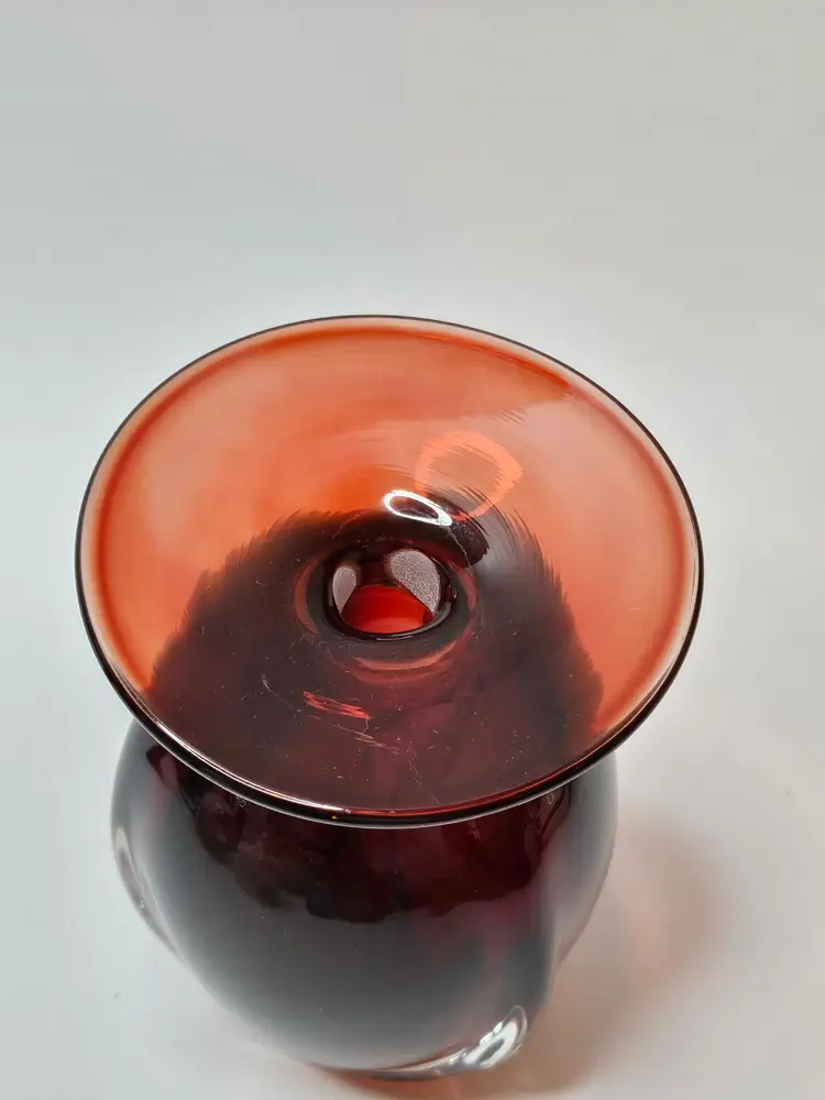 Michael Trimpol Signed Art Glass Perfume Bottle Cranberry No Stopper