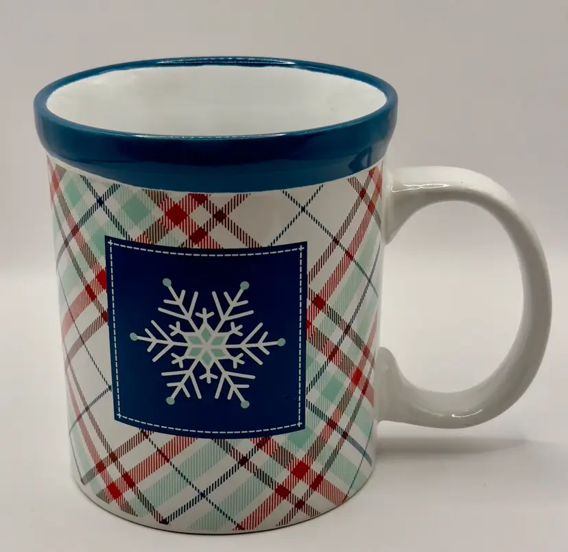 Festive Holiday Plaid Snowflake Coffee Mug, Cozy Winter Drinkware, Designpac, Inc., Made In China