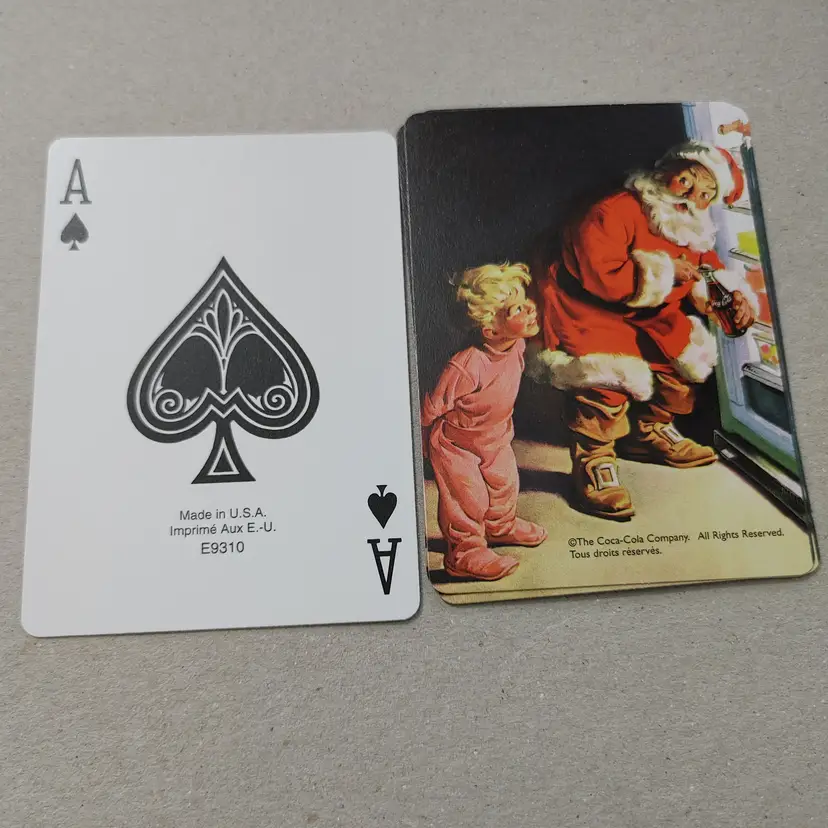 1 Single Swap Card - Playing Card. Coca-Cola Santa with Kid. Dimension 2.5 x 3.5. Read description.
