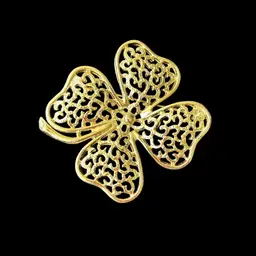 Vintage Sarah Coventry Gold-Tone Filigree Shamrock Brooch – 1970s