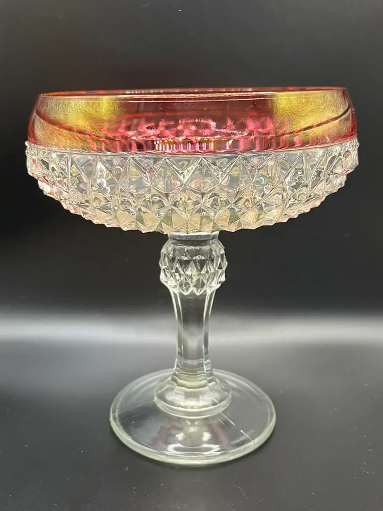 Vintage Indiana Glass Diamond Point Compote Candy Dish