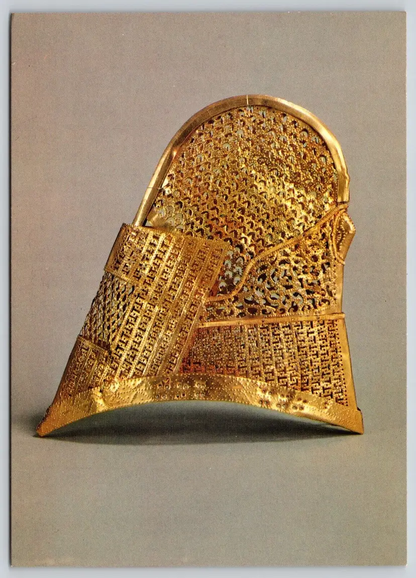 Postcard Gold Cap Helmet Old Silla National Museum of Korea
