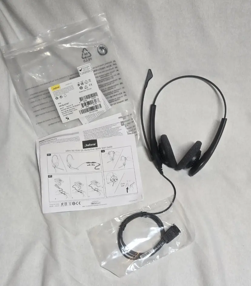 Jabra BiZ 1500 Duo Headband Office Phone Noise-Canceling QD Headset / 1519-0157