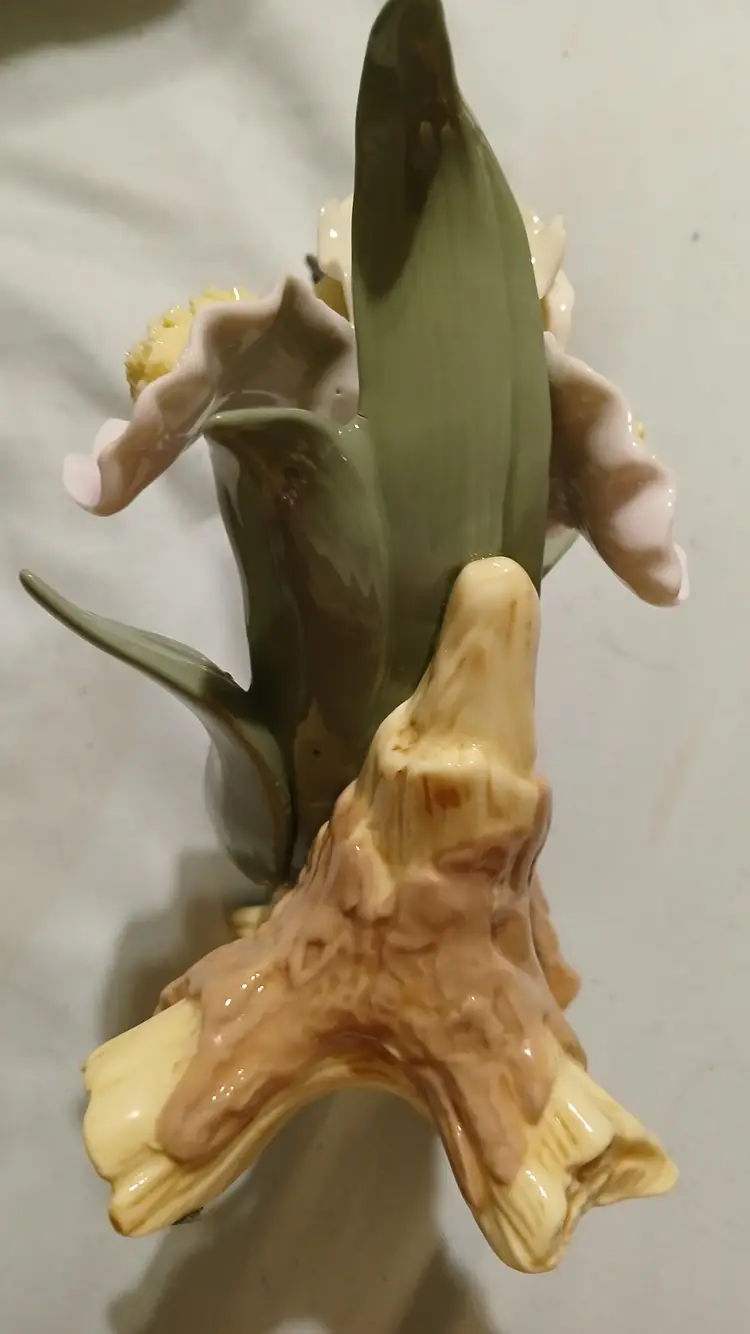 1960s Era Porcelain Hummingbird And Iris