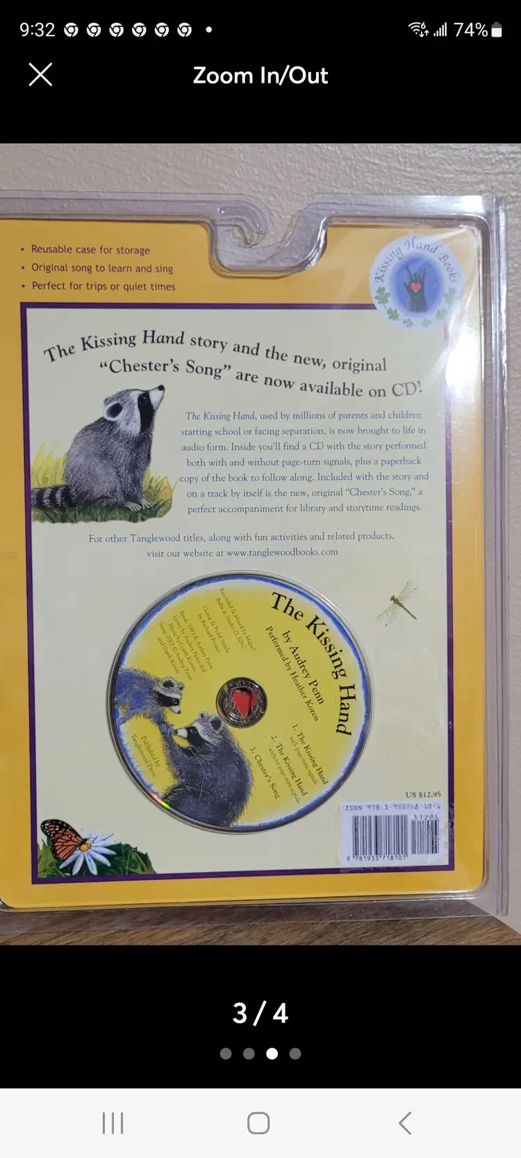 The Kissing Hand New in Package-Paperback & CD