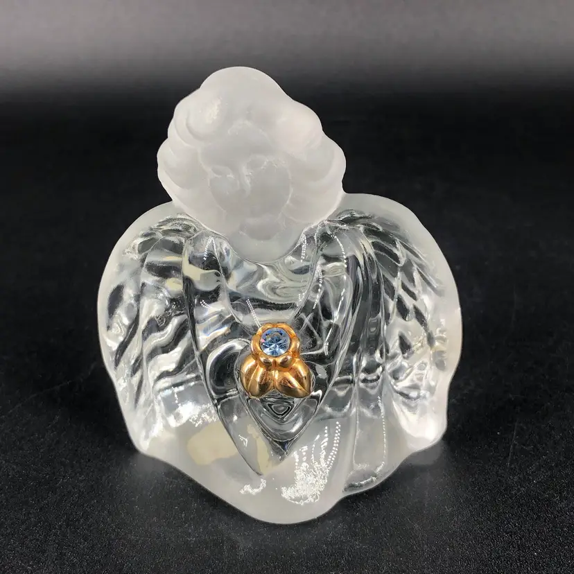 Vintage Fenton Glass Crystal Angel with December (Light Blue) Birthstone