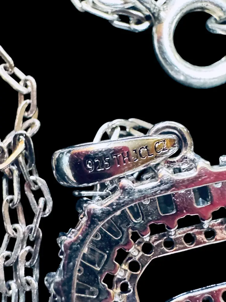 Letter B Sterling Silver Pendant - Signed JCL 925 TH CZ3 - On a 17” Sterling Silver Chain