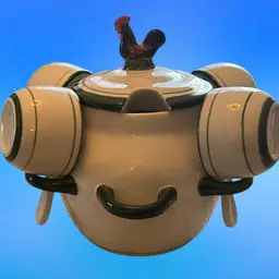 Soup Tureen With 4 Bowls & Chicken Lid