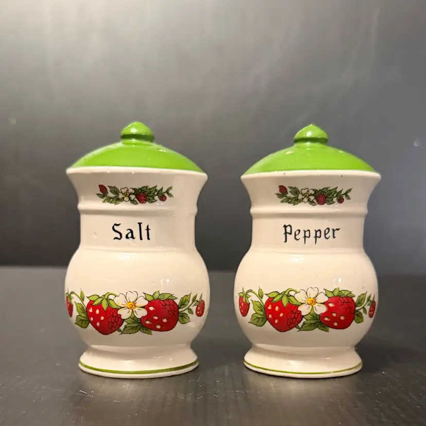 Vintage Norleans Strawberry Salt & Pepper Shakers -Ceramic Fruit Kitchenware