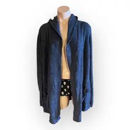 Barefoot Dreams CozyChicLite Women’s Plus Size 1X Navy Blue Hooded Cardigan