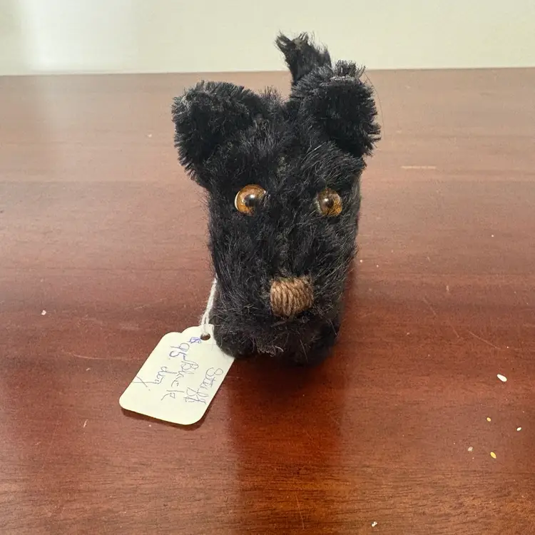 Steiff  Black Scotty Dog Mohair Small Scottish Terrier 1950s Missing Ear Button