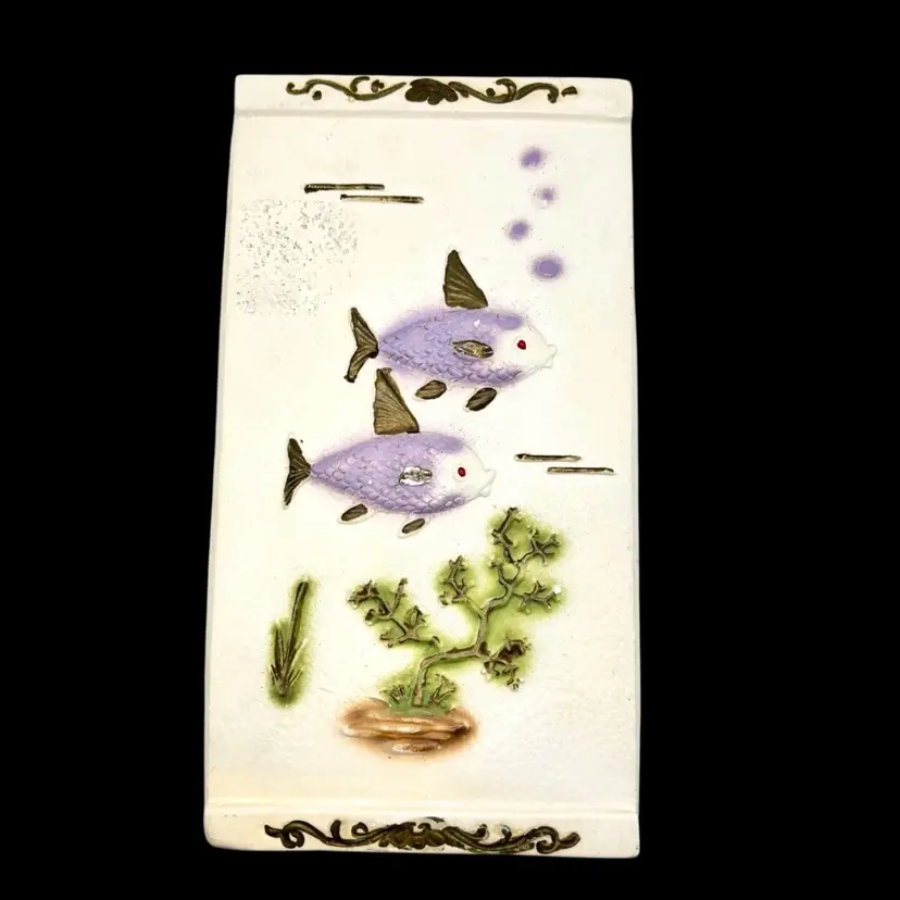 Vintage Chalkware Purple Fish Wall Hanging 9.5βx5β