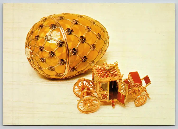 Postcard Coronation Coach Egg by Carl Faberge Presented to Alexandra Feodorovna, Faberge Egg -15647