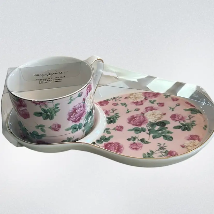 Grace's Teaware - Floral Teacup and Plate Set - New