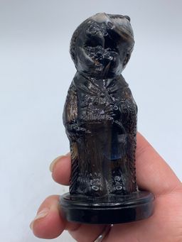 Gaskill's Lil Buckaroo Cowboy Purple Slag Glass Figure , Rare Color Vintage